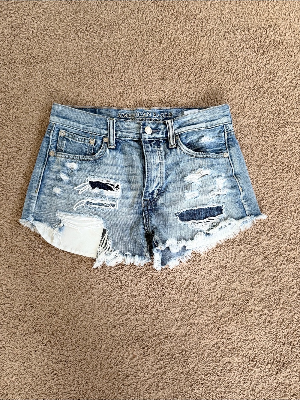 American Eagle Outfitters Light Wash Distressed Denim Cutoff Shorts